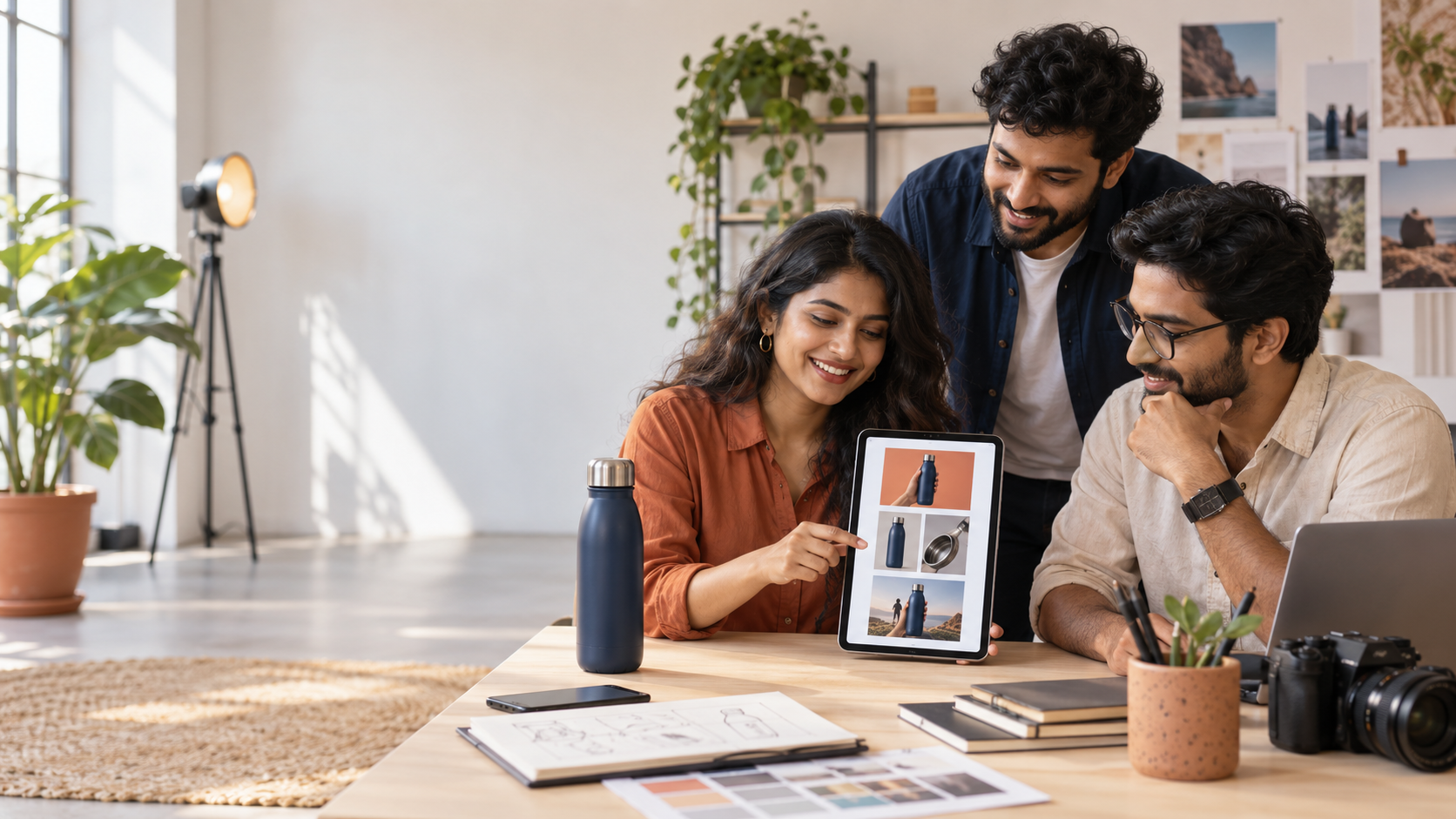 Indian ecommerce team planning a vertical product demo video with a six-shot storyboard